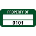 Lustre-Cal VOID Label PROPERTY OF Green 1.50in x 0.75in  1 Blank Pad & Serialized 0101-0200, 100PK 253774Vo2G0101